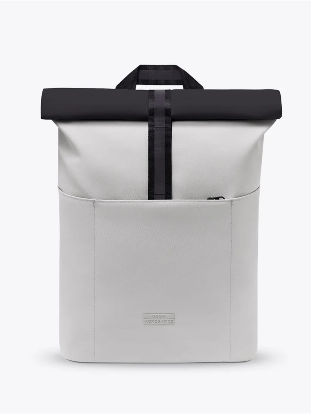 Roll-Top Backpack in White with Black Trim by